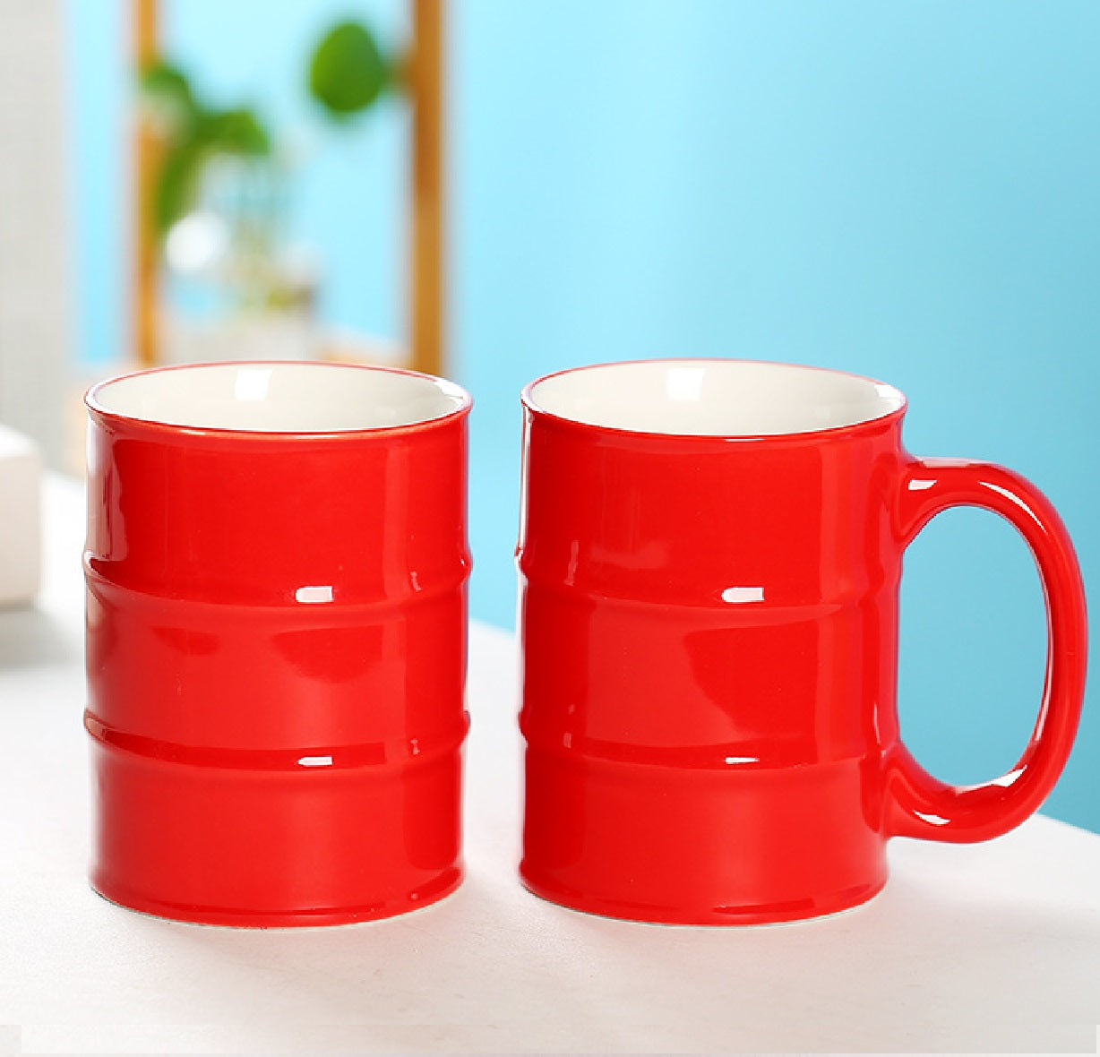 Taza Cerámica En Forma De Barril De Petróleo Bidón Gasolina Regalo 450ml