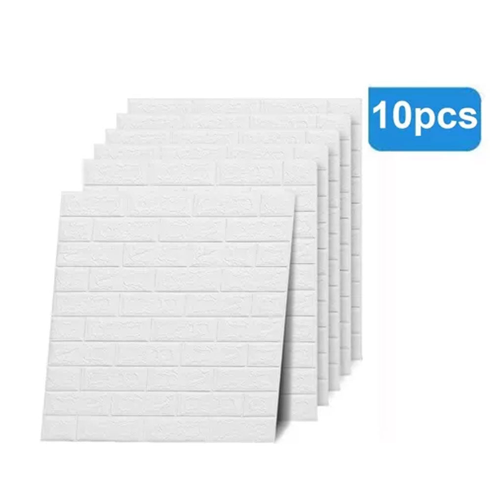 Set 10 Pz Papel tapiz 3D de ladrillo blanco autoadhesivo para paredes decorativas