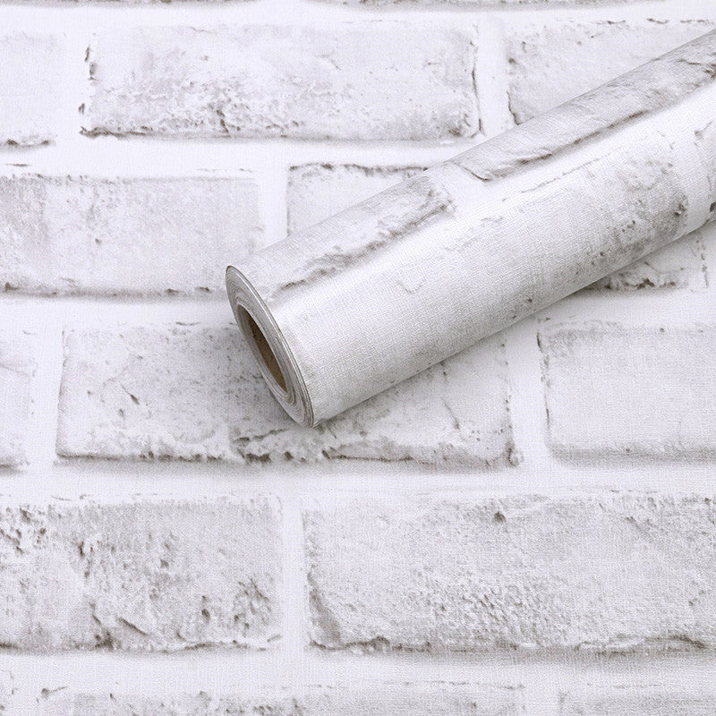 Papel Tapiz Ladrillos Blanco Autoadherible Pared 45cm X 10m HY53