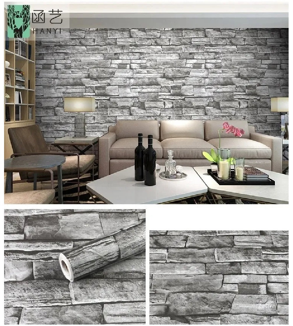 Papel Tapiz Auto Adherible Decorativo Para Pared Cantera Gris Ox 10mx45cm HY72
