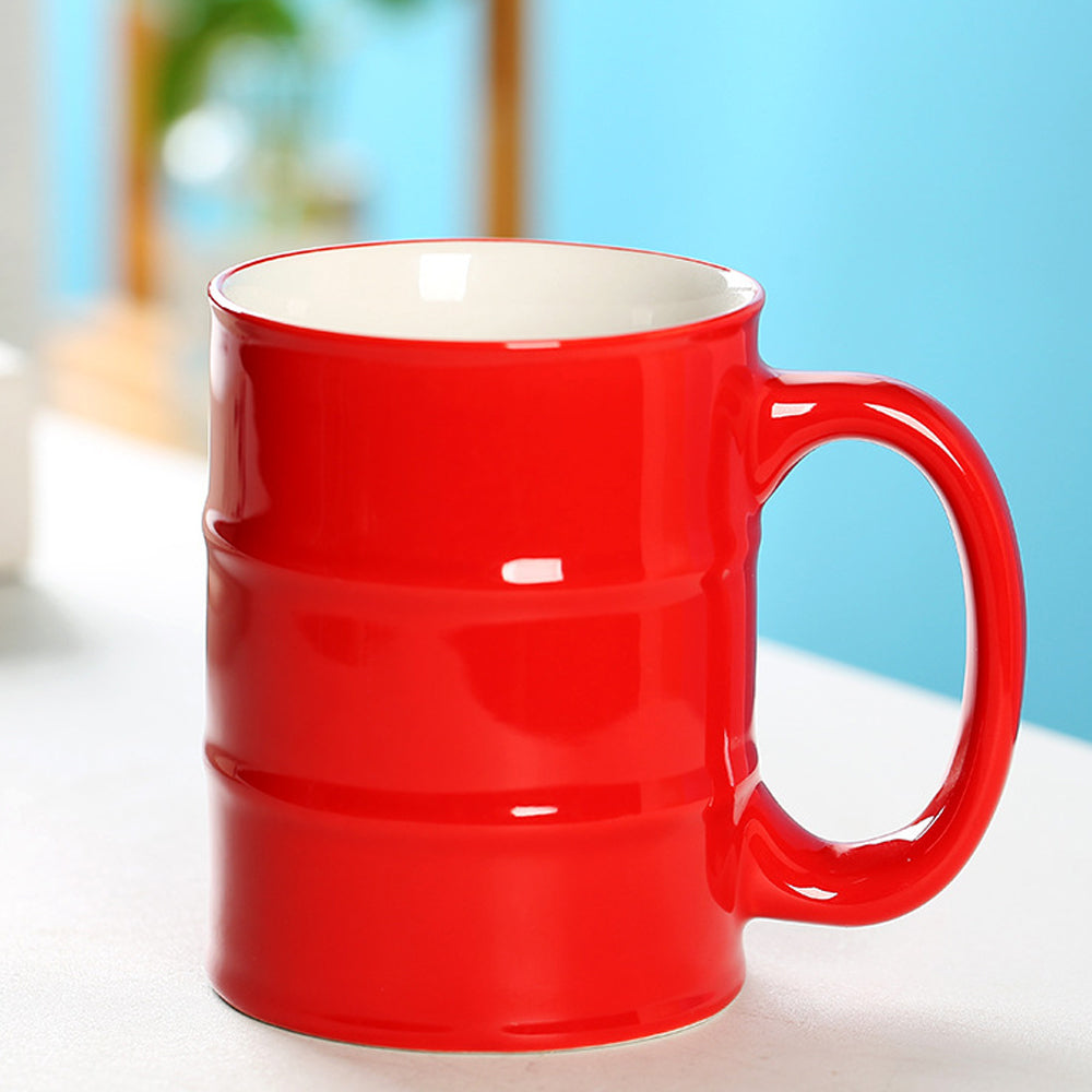 Taza Cerámica En Forma De Barril De Petróleo Bidón Gasolina Regalo 450ml