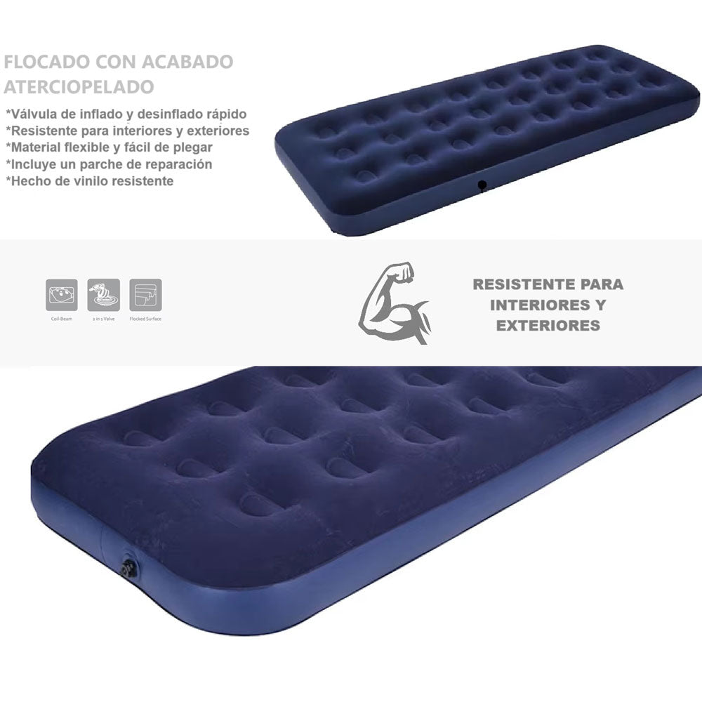 2 Colchones Inflables Individuales Camping Hogar Portátiles