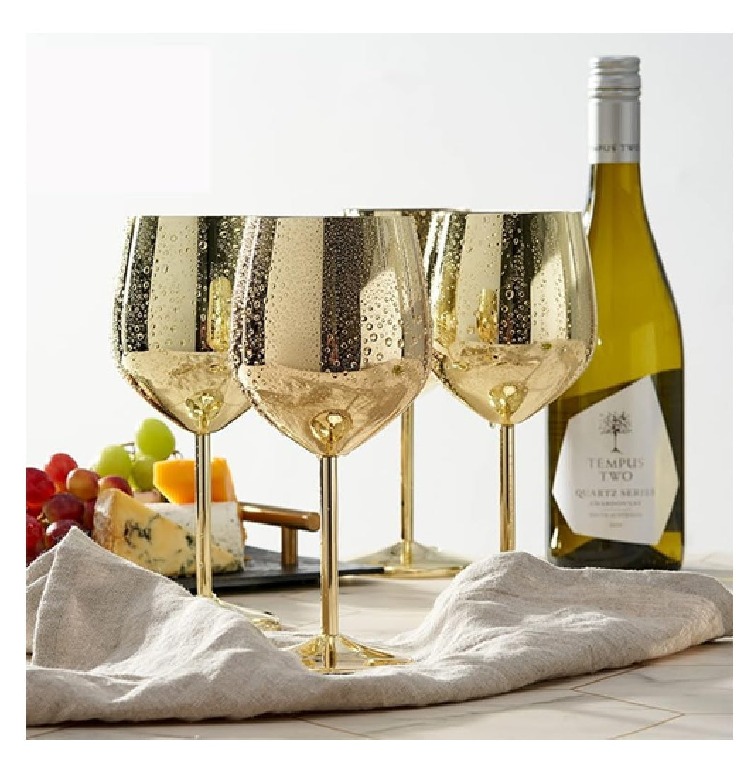 2 Copas Vino Tinto Champagne Champaña Acero Inox Elegantes 550ml Para Bar