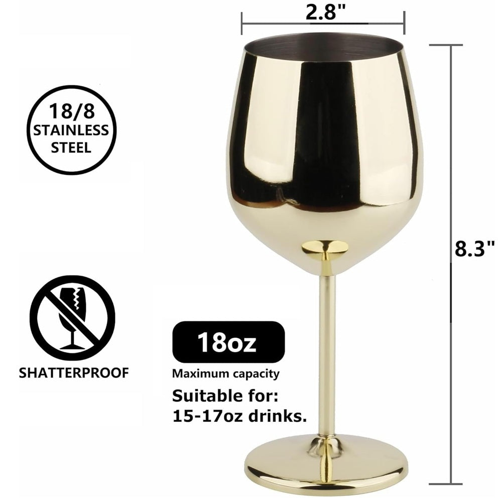 2 Copas Vino Tinto Champagne Champaña Acero Inox Elegantes 550ml Para Bar
