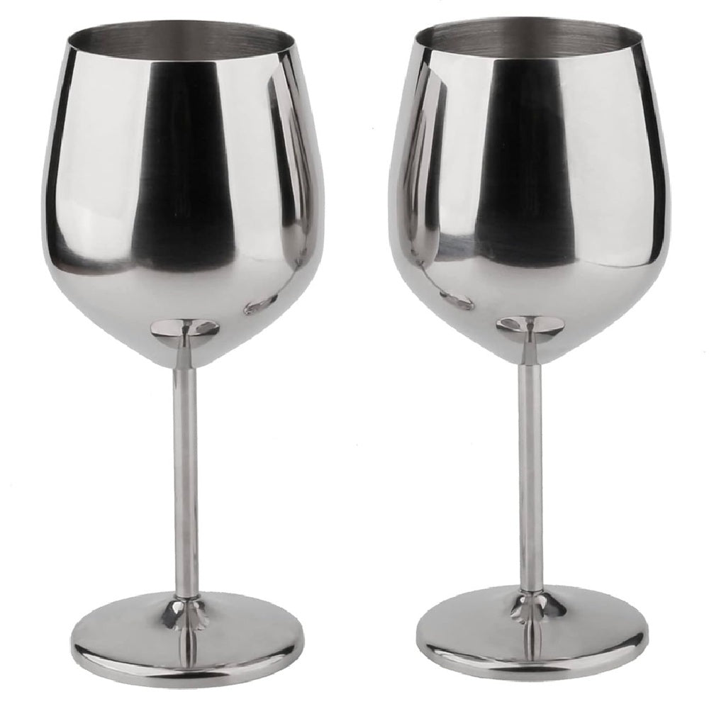 2 Copas Vino Tinto Champagne Champaña Acero Inox Elegantes 550ml Para Bar