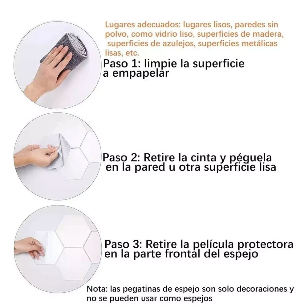 24pcs Adhesivo De Pared Decorativo 3d Pared Acabado Espejo