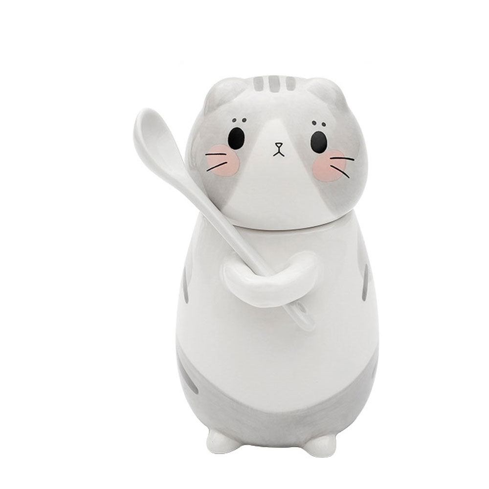 Taza Azucarera en Forma de Gatito con Tapa y Cuchara Kawaii