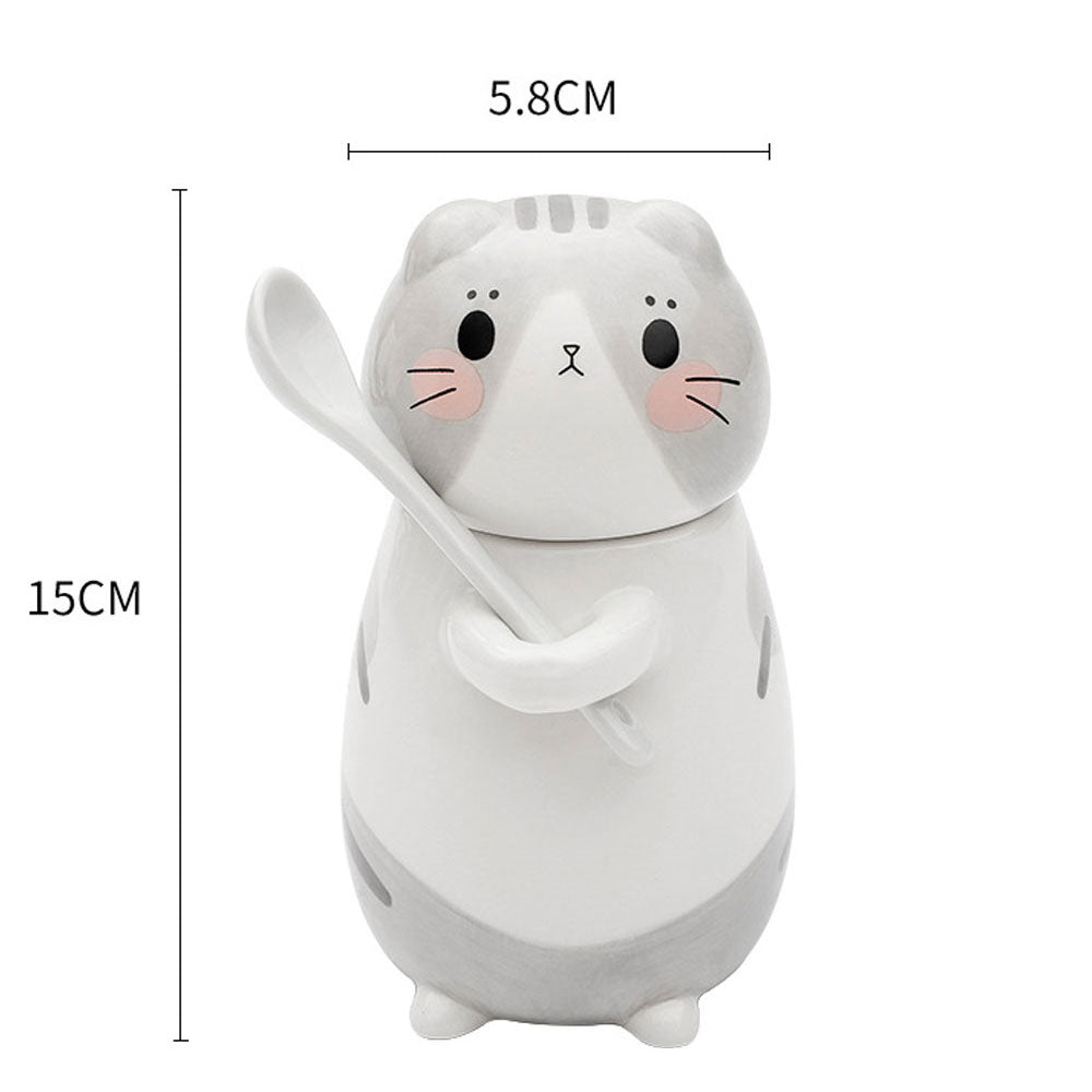 Taza Azucarera en Forma de Gatito con Tapa y Cuchara Kawaii