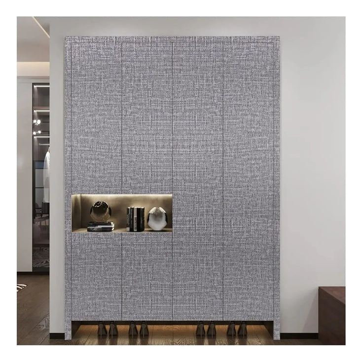 Papel Tapiz Gris Tela 3d Autoadherente Para Pared Moderna HY14-1