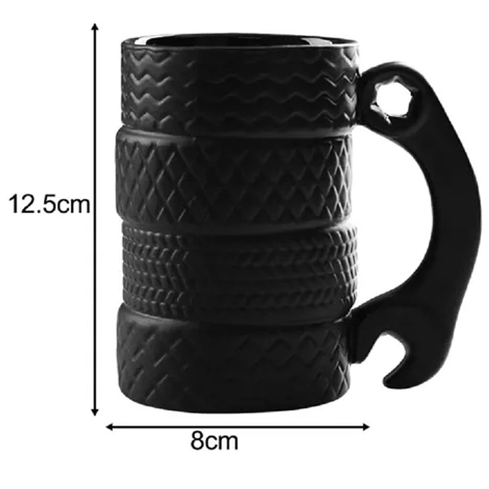 Taza Cerámica Forma De Llantas Con Mango De Llave Mecánica