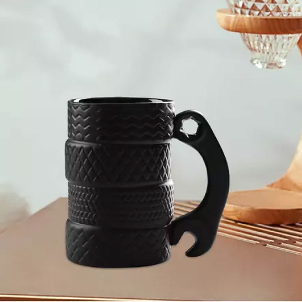Taza Cerámica Forma De Llantas Con Mango De Llave Mecánica