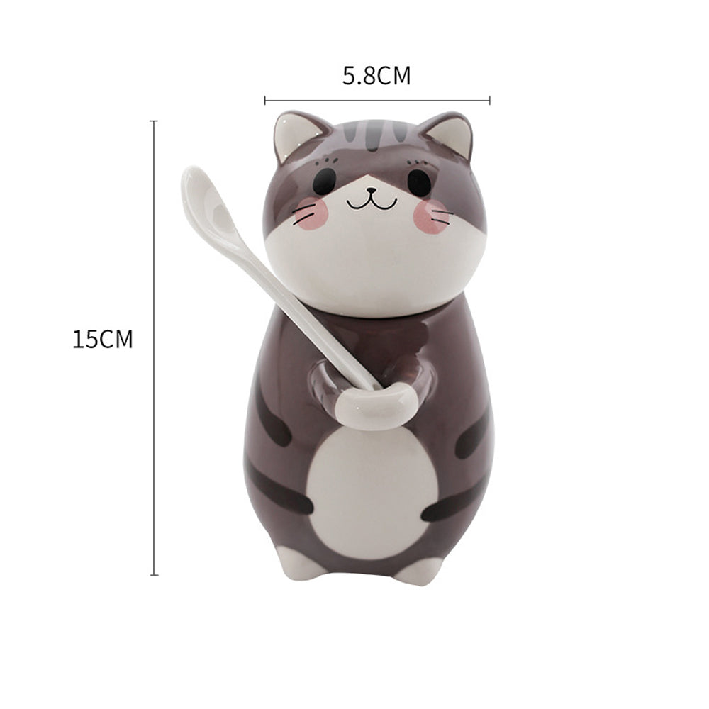 Taza Azucarera en Forma de Gatito con Tapa y Cuchara Kawaii