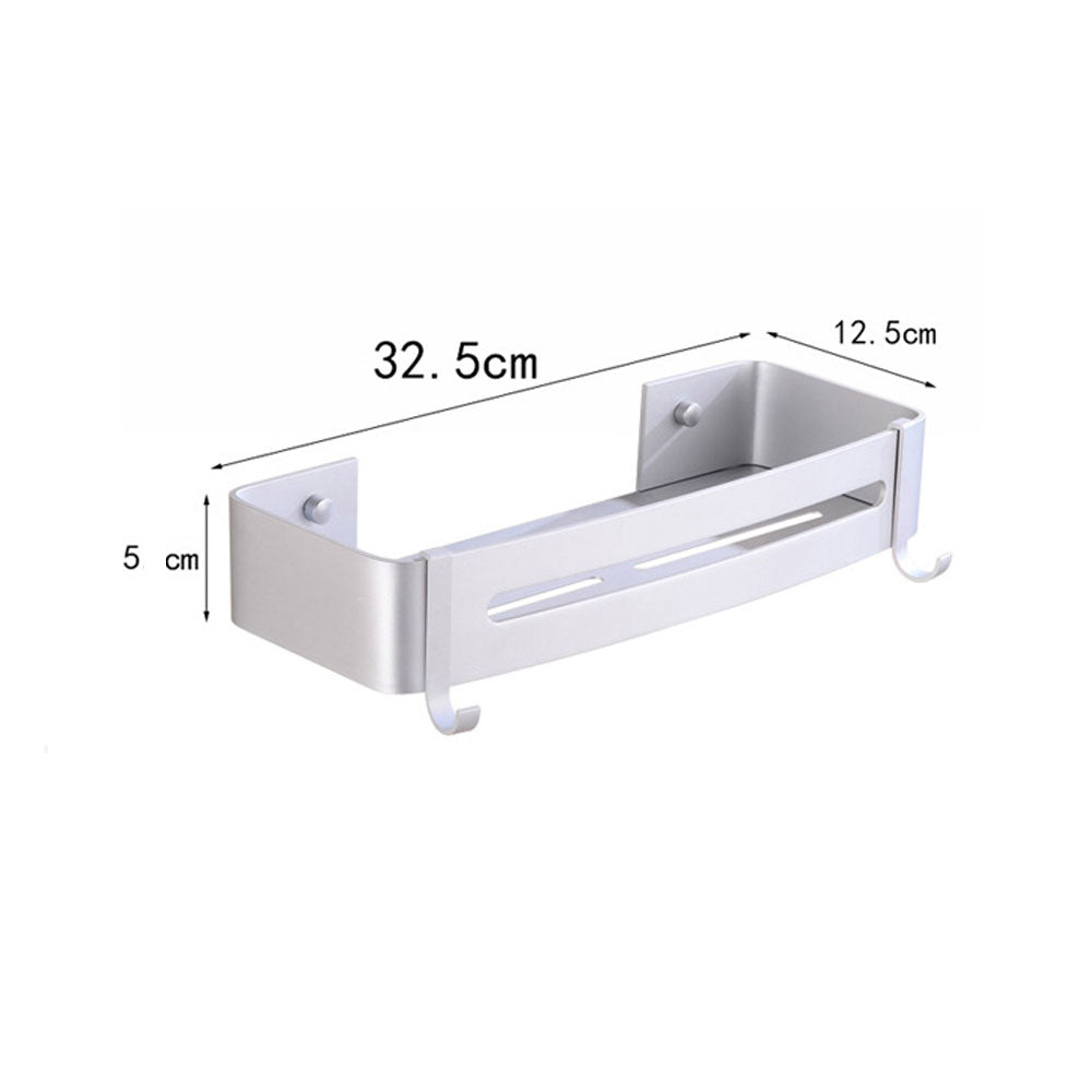 Estante para Ducha de Baño Sin Taladro Aluminio Adhesivo con 2 Ganchos