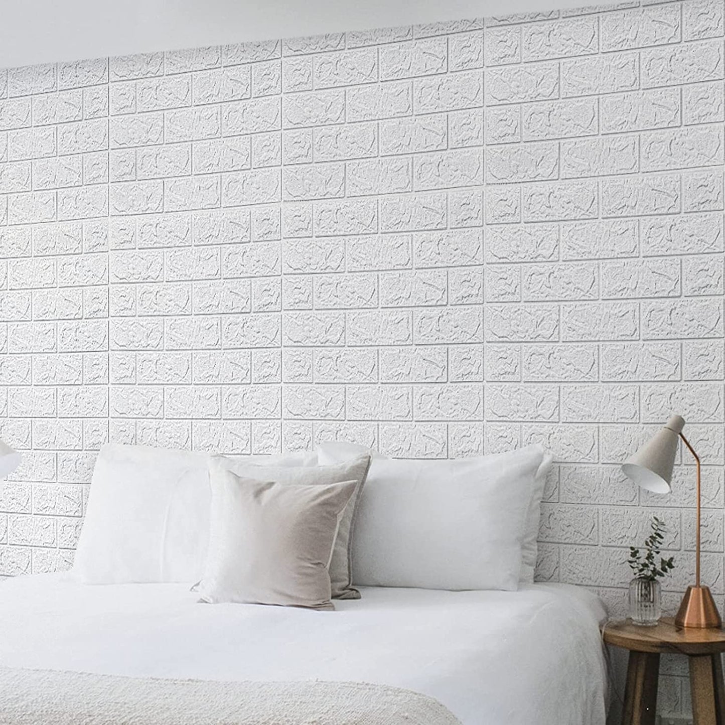 Set 10 Pz Papel tapiz 3D de ladrillo blanco autoadhesivo para paredes decorativas