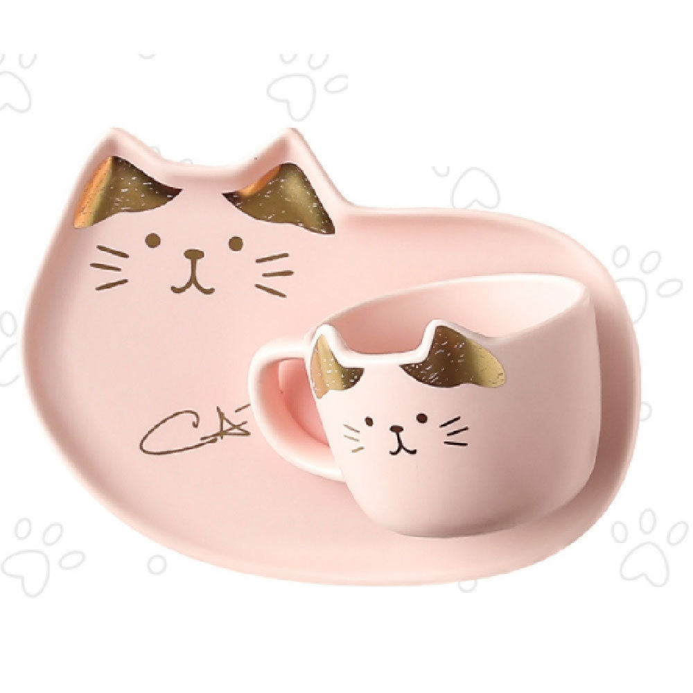 Set Taza de Gato con Cuchara y Plato