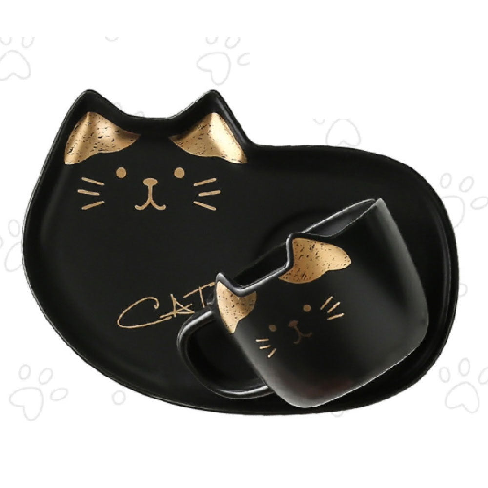 Set Taza de Gato con Cuchara y Plato