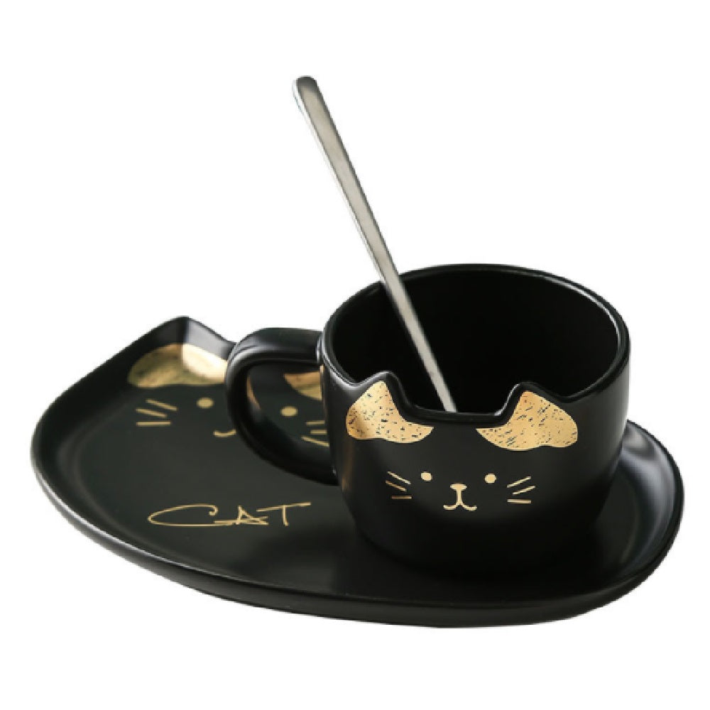 Set Taza de Gato con Cuchara y Plato