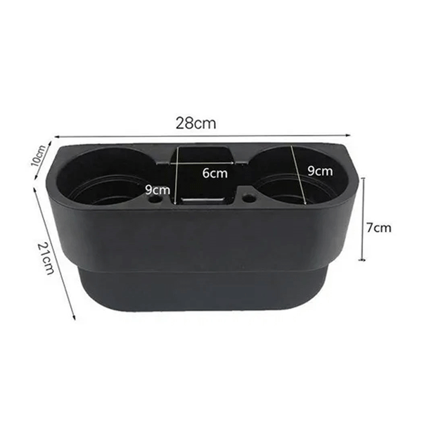 Organizador Para Auto Bebidas Y Celular Negro Portavasos