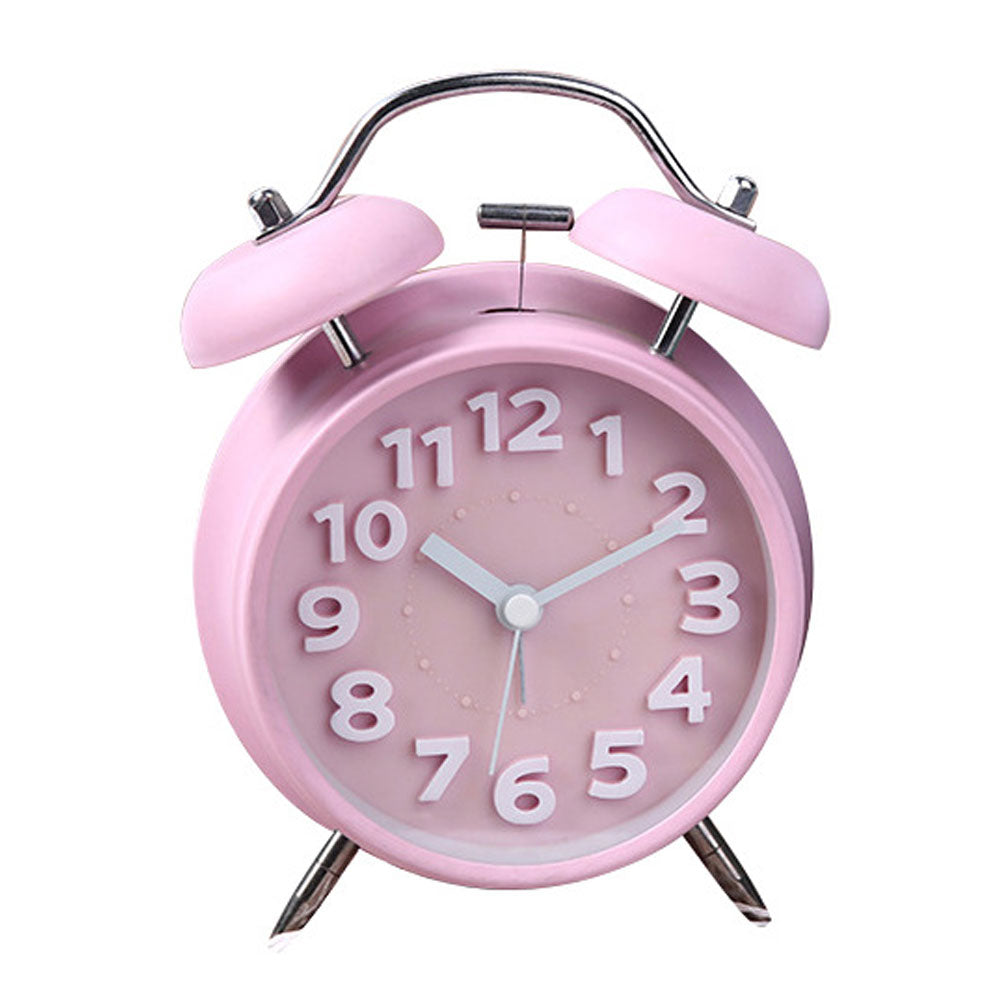 Reloj despertador de mesa redondo estilo Minimalsta Vintage Clásico Doble Campana Con Luz