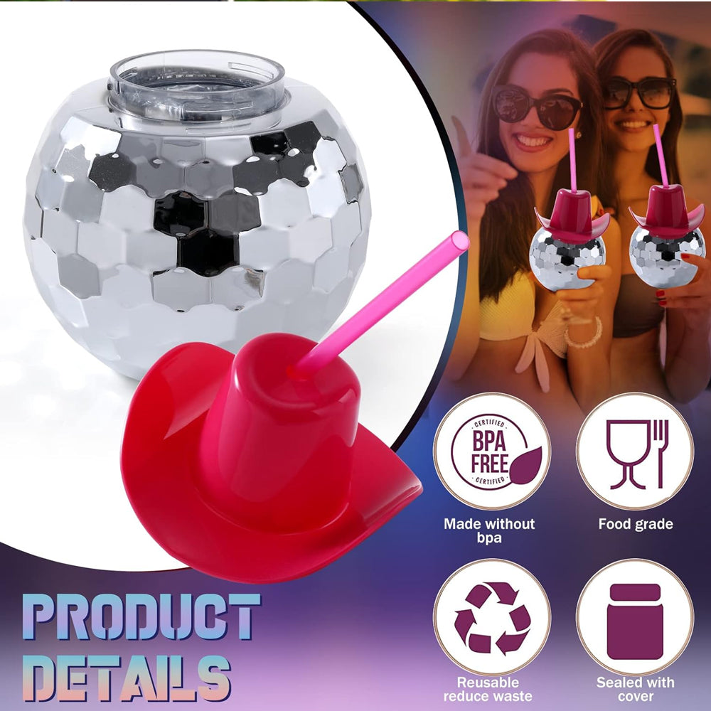 Vaso para bebidas de 500ml con popote, plata, paquete de 2, para fiestas de día festivo, fiestas de cumpleaños, bar, familia.