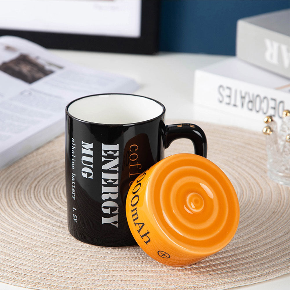 Taza de Cerámica en Forma de Batería Pila AA Multicolor