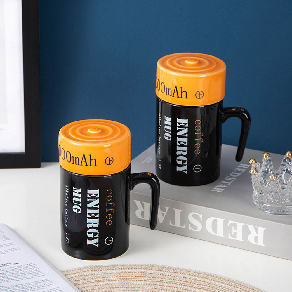 Taza de Cerámica en Forma de Batería Pila AA Multicolor