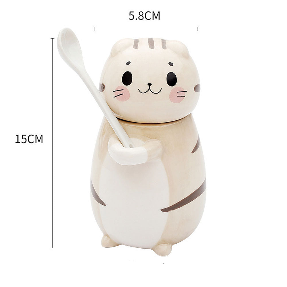 Taza Azucarera en Forma de Gatito con Tapa y Cuchara Kawaii
