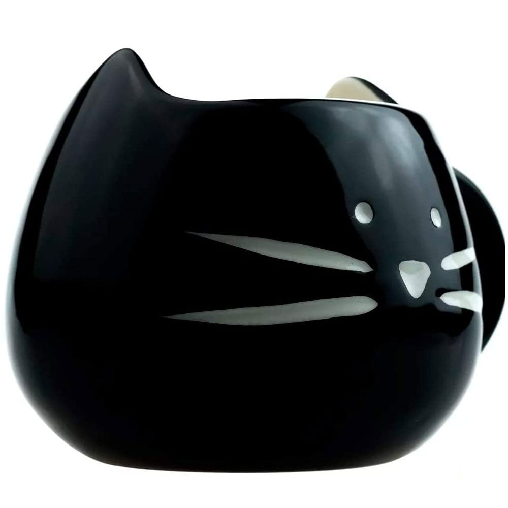 Taza de Céramica en Forma de Gato Gatito 3D Negro