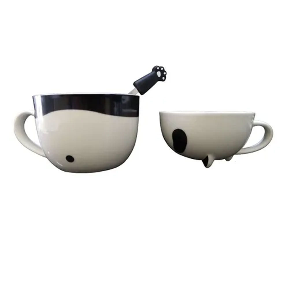 Taza Doble Y Cuchara Panda Pandita Kawaii Regalos