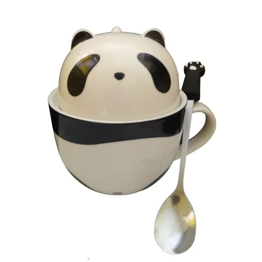 Taza Doble Y Cuchara Panda Pandita Kawaii Regalos