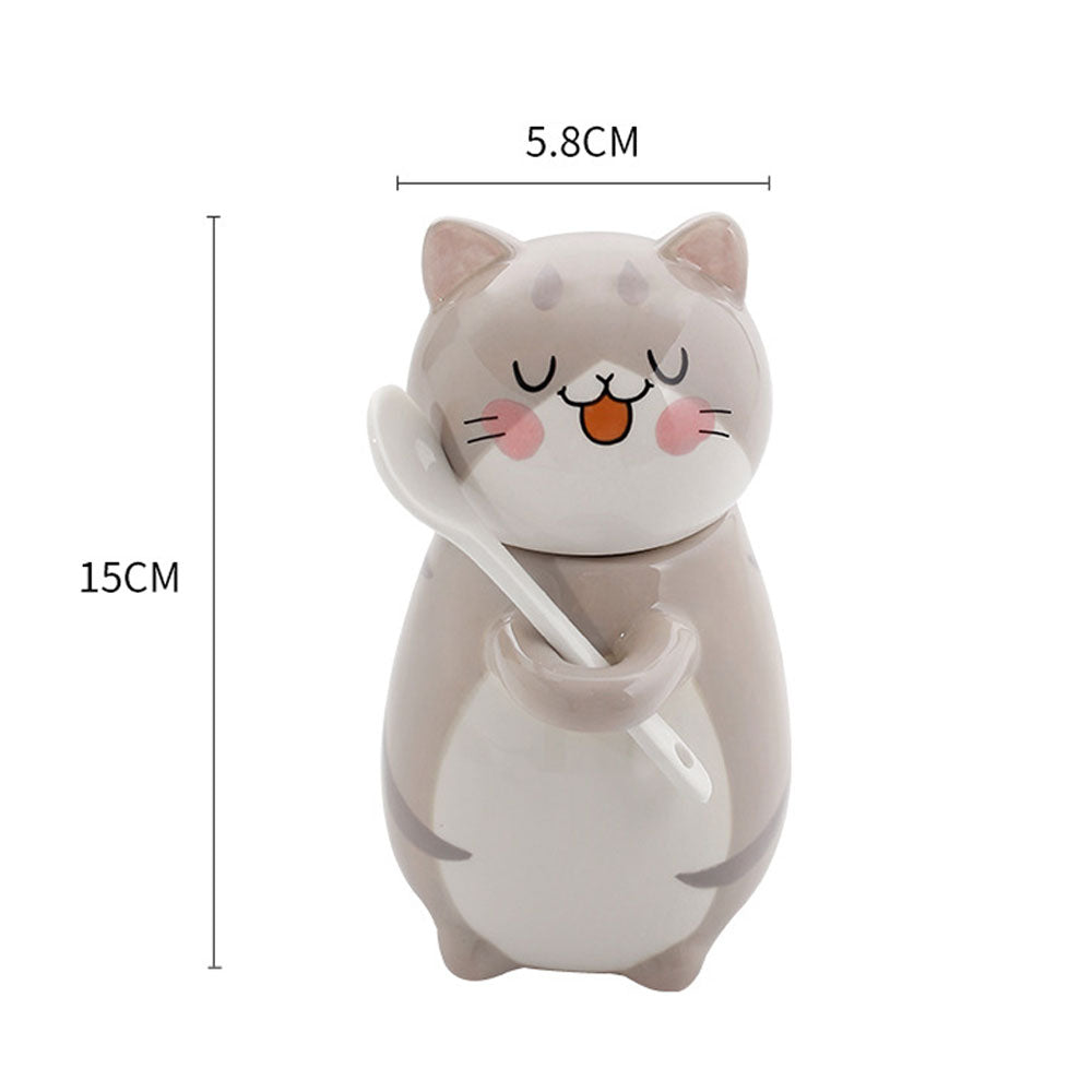 Taza Azucarera en Forma de Gatito con Tapa y Cuchara Kawaii