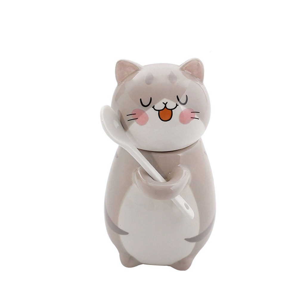 Taza Azucarera en Forma de Gatito con Tapa y Cuchara Kawaii