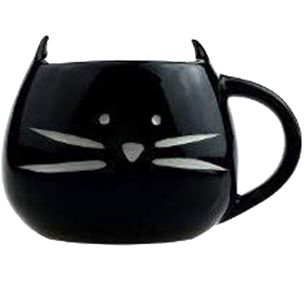 Taza de Céramica en Forma de Gato Gatito 3D Negro
