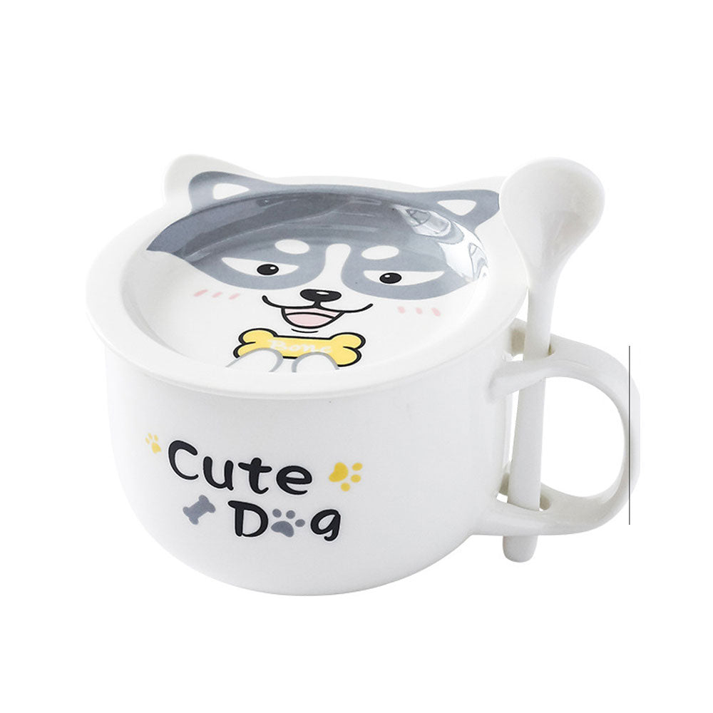 Taza Con Tapa Plato Y Cuchara Kawaii En Forma De Animalito
