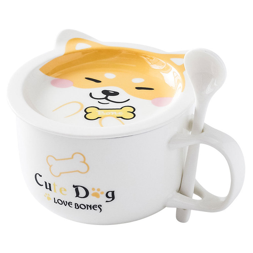 Taza Con Tapa Plato Y Cuchara Kawaii En Forma De Animalito