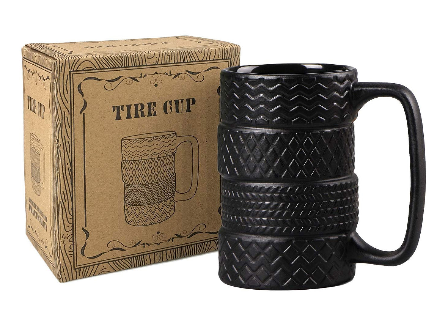 Taza De Ceramica En Forma De Llantas Apiladas Negro Mate