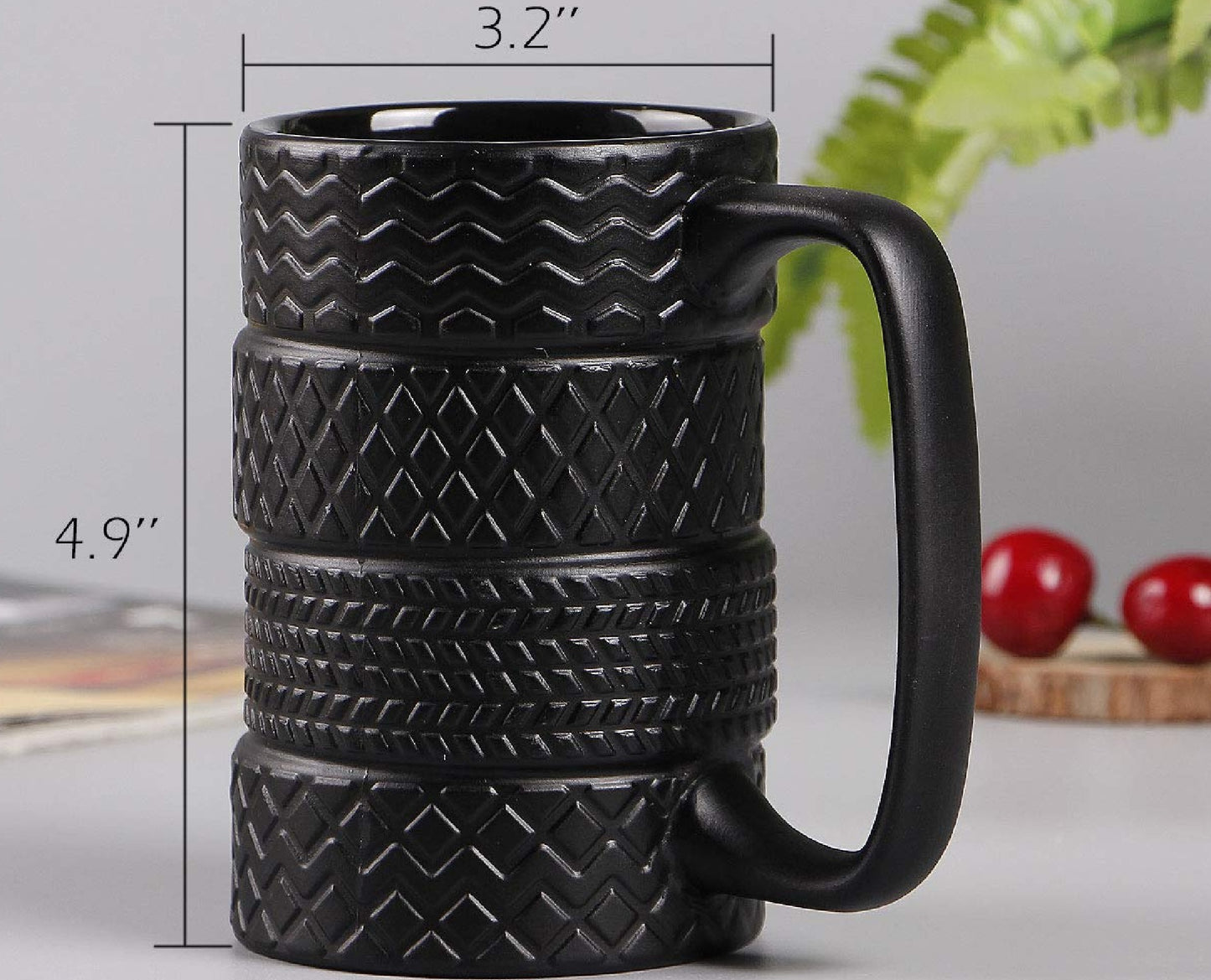 Taza De Ceramica En Forma De Llantas Apiladas Negro Mate