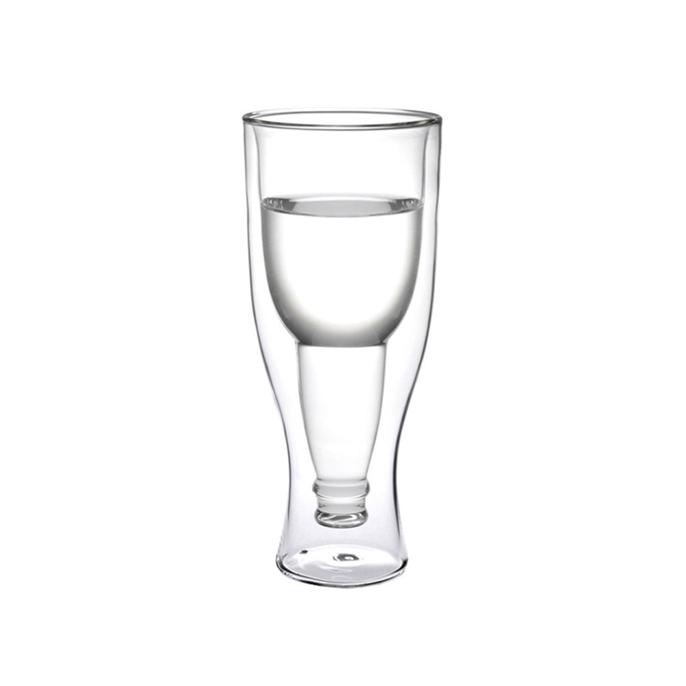 Vaso de Vidrio Doble Pared para Cerveza con Fondo de Botella Invertida 350ml