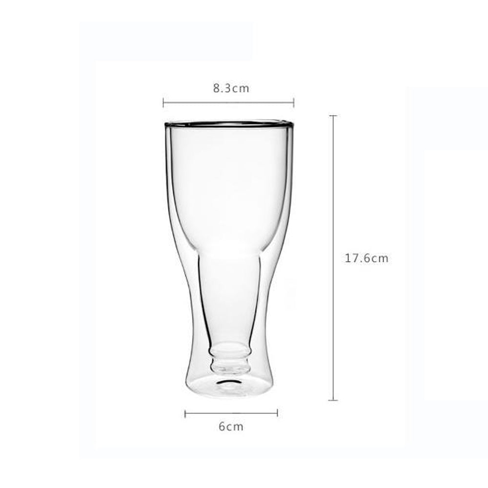 Vaso de Vidrio Doble Pared para Cerveza con Fondo de Botella Invertida 350ml