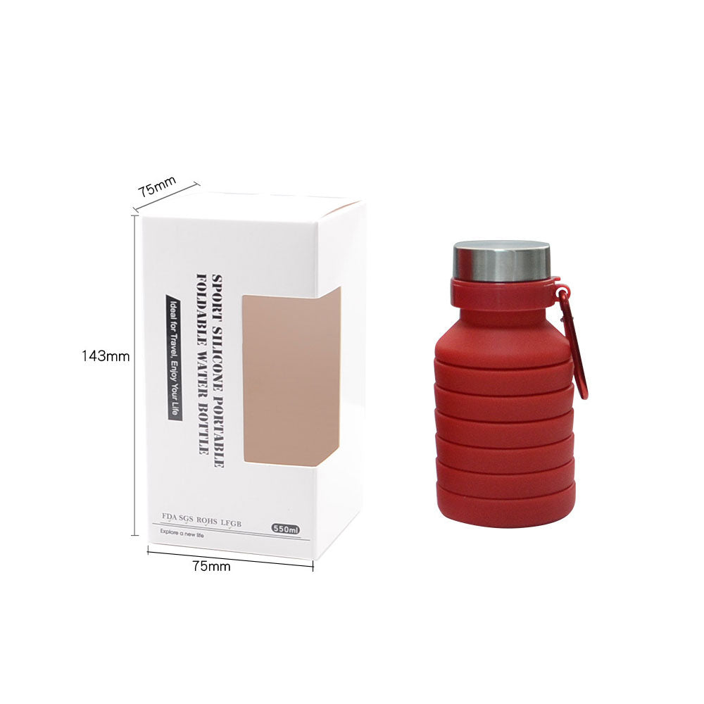 Termo Plegable Silicón Flexible Botella Vaso Tapa De Acero Inoxidable 550ml