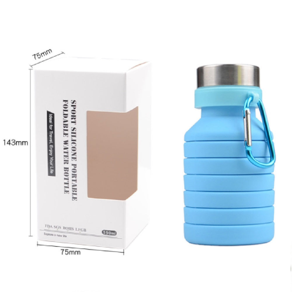 Termo Plegable Silicón Flexible Botella Vaso Tapa De Acero Inoxidable 550ml