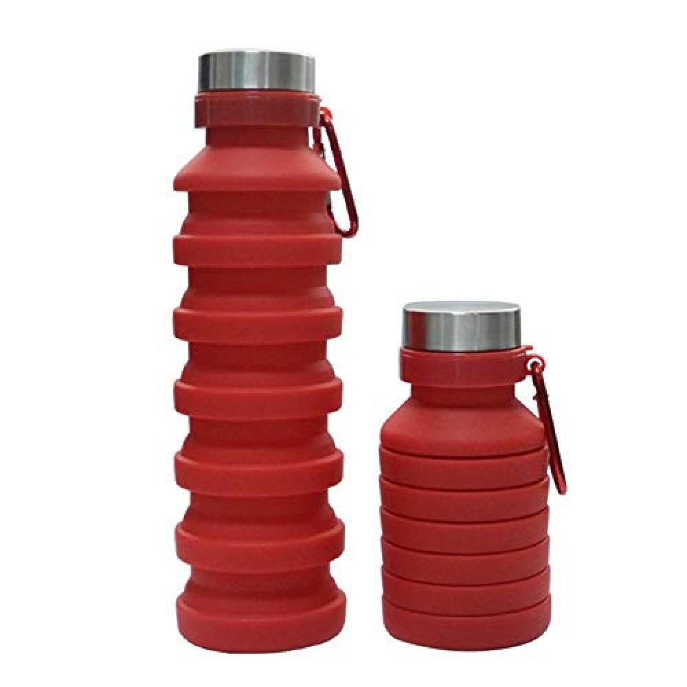 Termo Plegable Silicón Flexible Botella Vaso Tapa De Acero Inoxidable 550ml