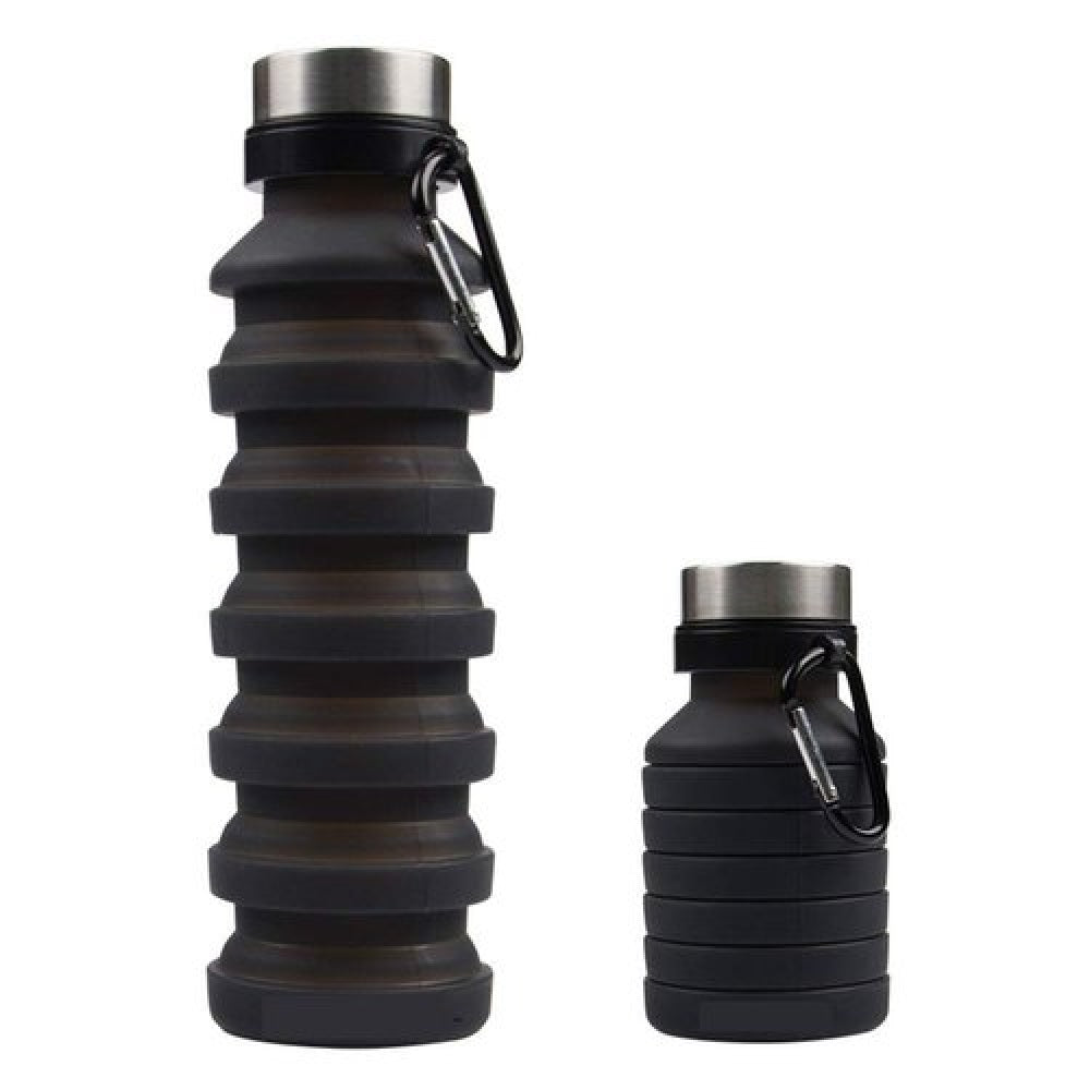Termo Plegable Silicón Flexible Botella Vaso Tapa De Acero Inoxidable 550ml