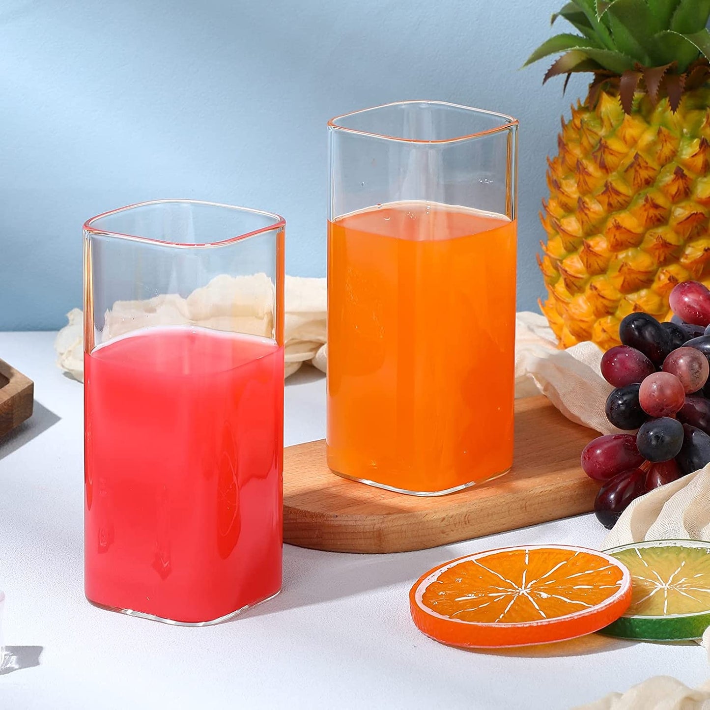 4 Vasos Elegantes Cuadrados Minimalistas Bar Restaurante