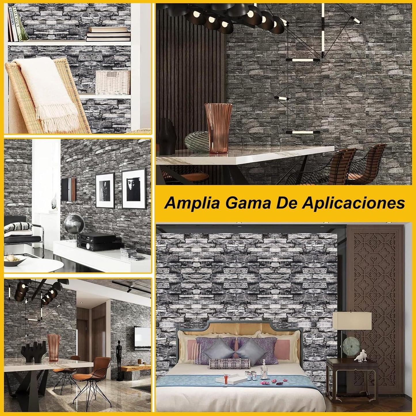 10 Pz Papel Tapiz 3d Pegatina Autoadherible Paredes Laja Gris HY72