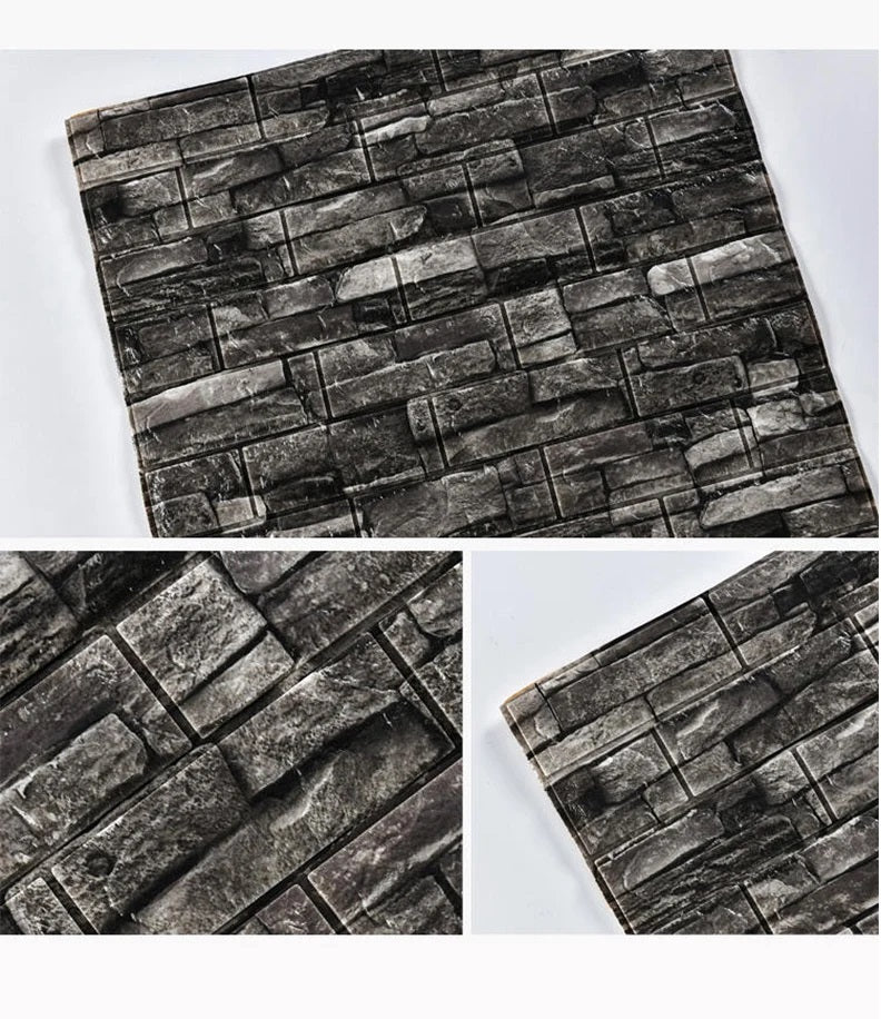 10 Pz Papel Tapiz 3d Pegatina Autoadherible Paredes Laja Gris HY72