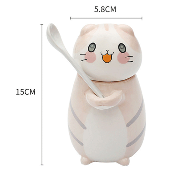 Taza Azucarera en Forma de Gatito con Tapa y Cuchara Kawaii