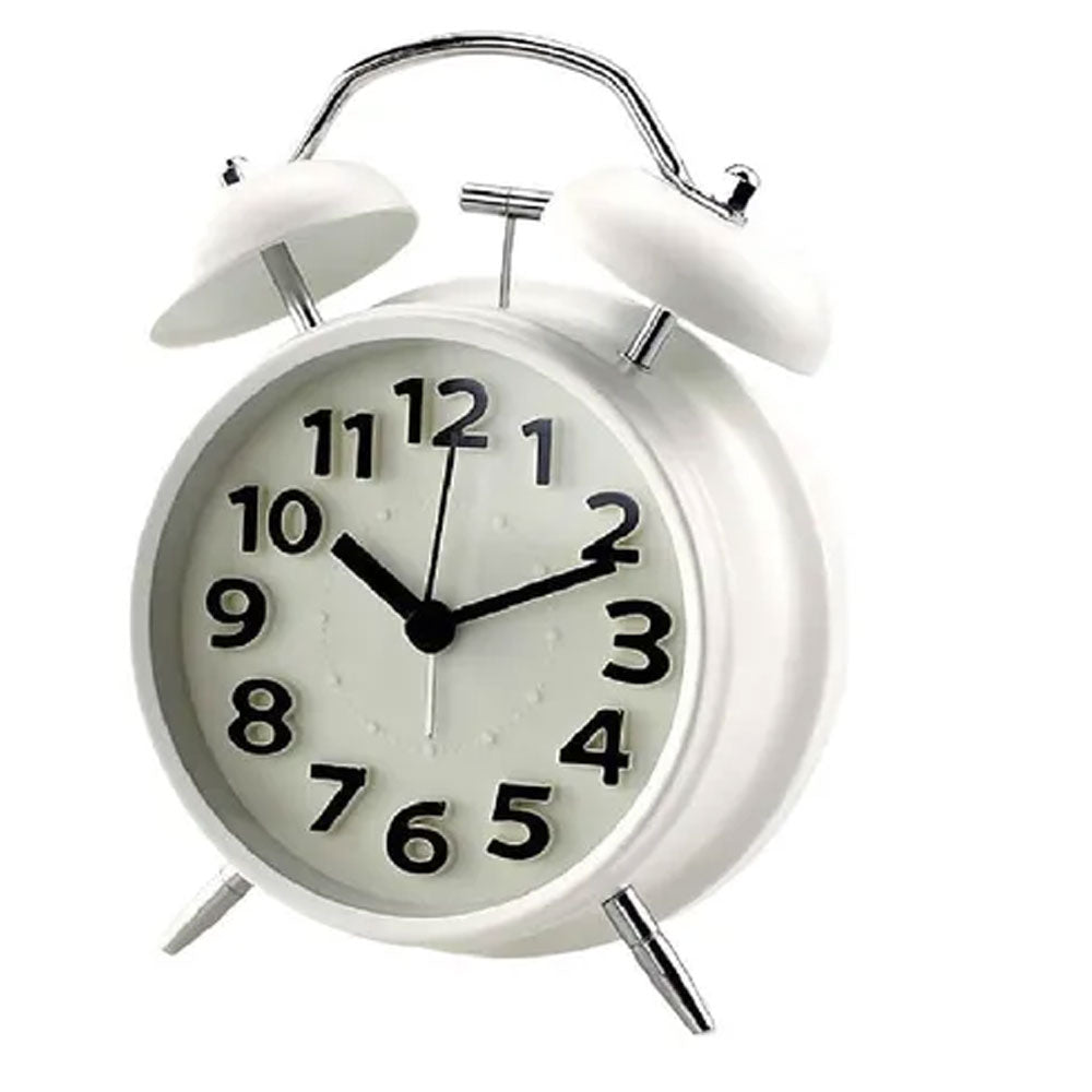 Reloj despertador de mesa redondo estilo Minimalsta Vintage Clásico Doble Campana Con Luz