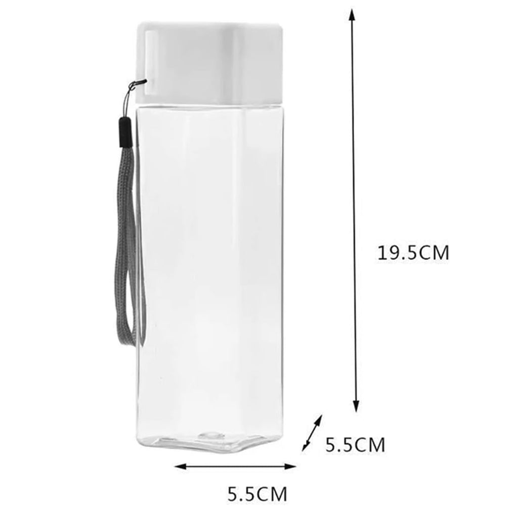 Vaso Botella Transparente de Plástico Tapa Cuadrada Creativa Portatil Deportiva y Creativa Regalos Corporativos