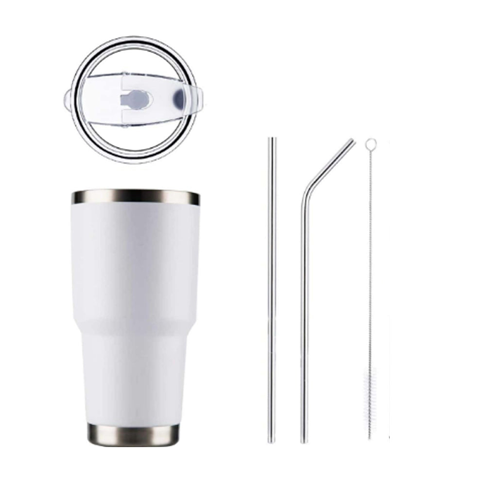 Termo Vaso de Acero Inoxidable 30oz Doble Pared Aislada al Vacío para Bebidas Frías y Calientes con Pajita y Popote Regalos Corporativo
